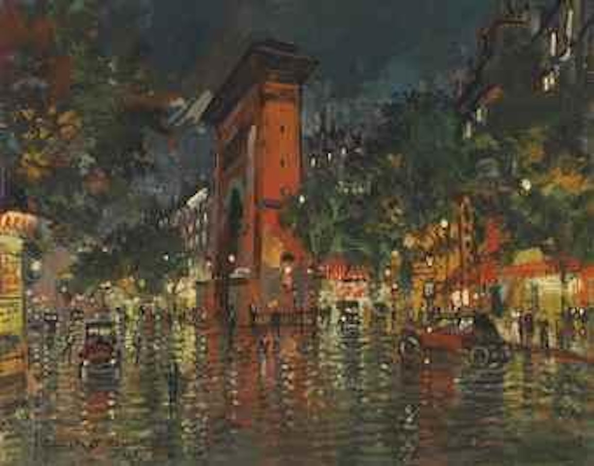Porte Saint-Denis at night by Konstantin Alekseevich Korovin
