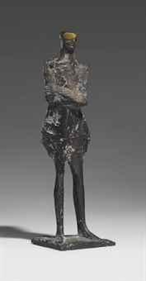 Small standing man with goggles by Elisabeth Frink