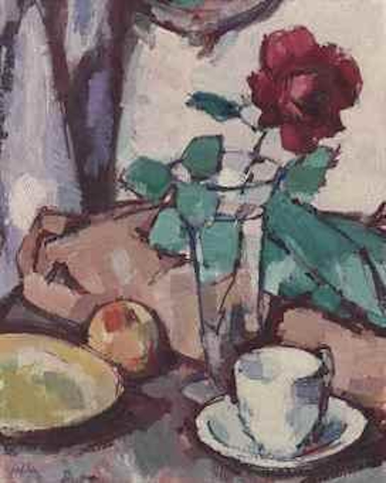 Still-life with rose and teacup by Samuel John Peploe