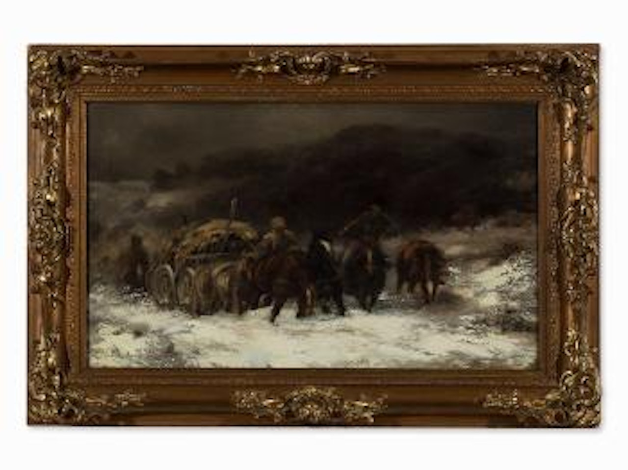 Walachisches Fuhrwerk im Schnee by Adolf Schreyer