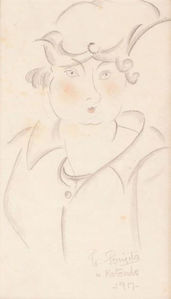 Portrait de femme au chapeau (portrait présumé de Chana Orloff) by Leonard Tsuguharu Foujita