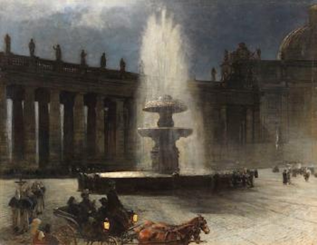 Der Petersplatz bei Vollmond by Oswald Achenbach