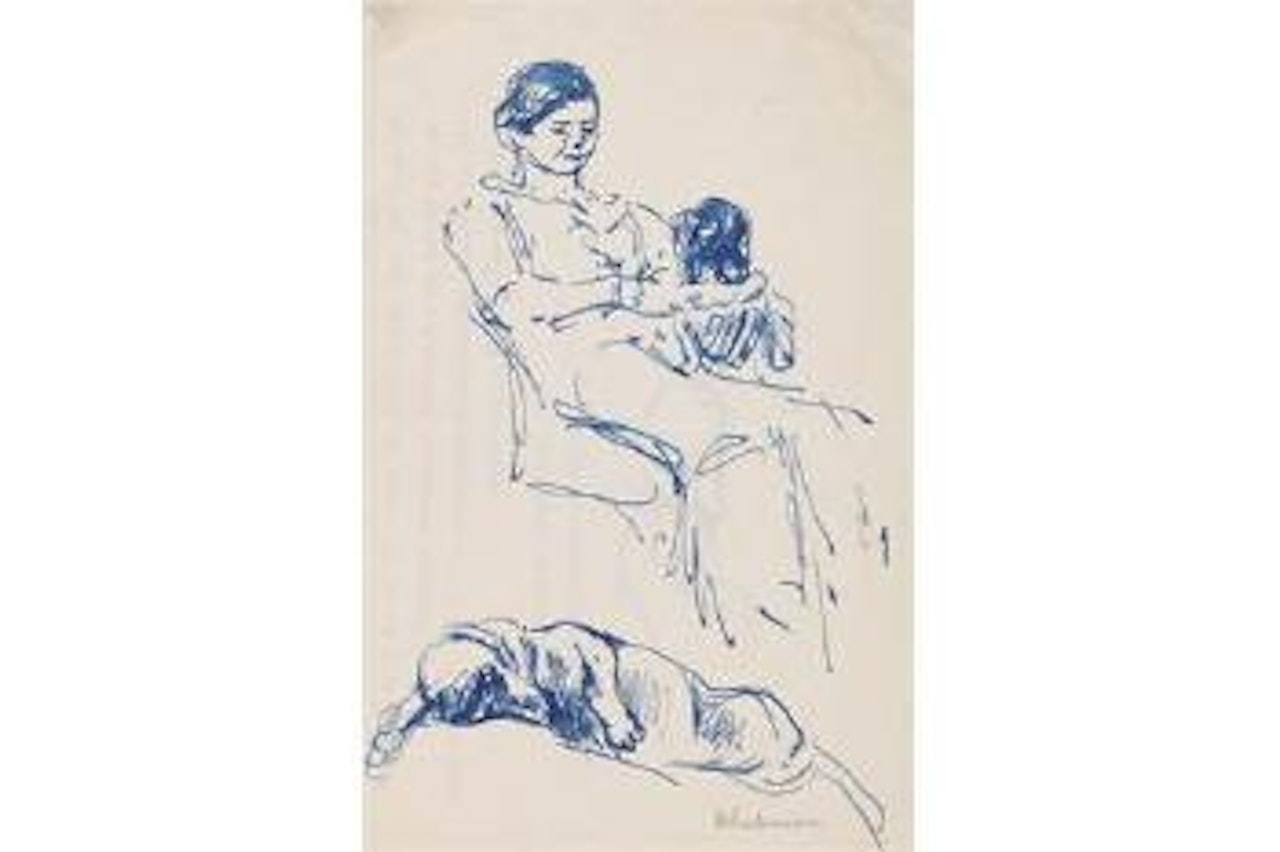 Junge Frau mit Dackel by Max Liebermann