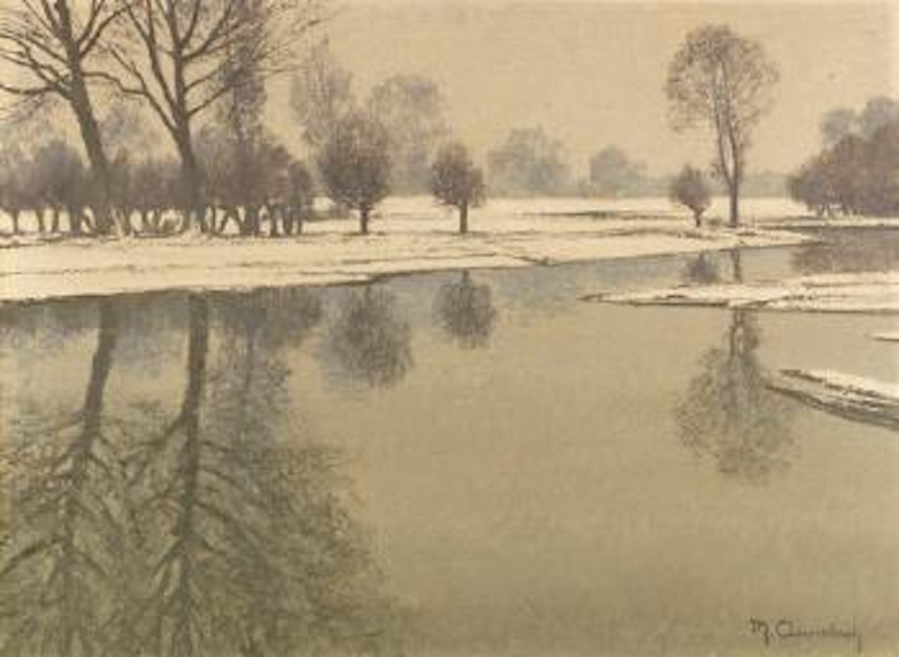 Winterlandschaft am Niederrhein, bei Wittlaer by Max Clarenbach