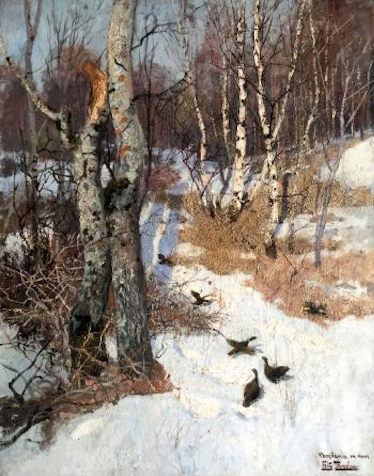 Sous-bois enneigé by Fritz Thaulow