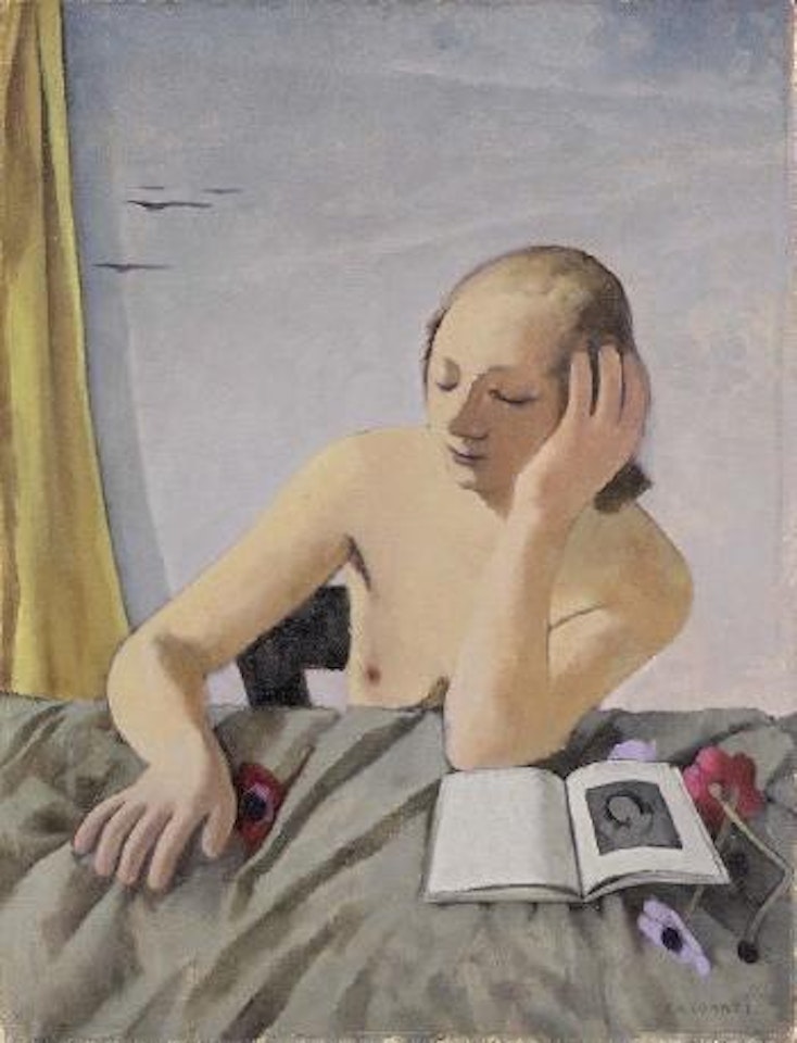 La giovanetta (con libro e anemoni) by Felice Casorati
