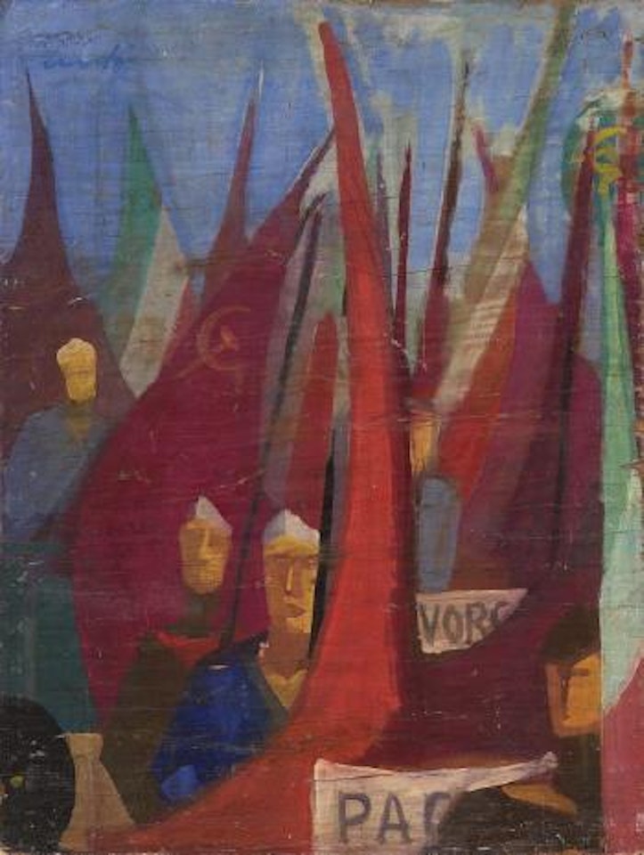Il corteo con bandiere by Mario Mafai