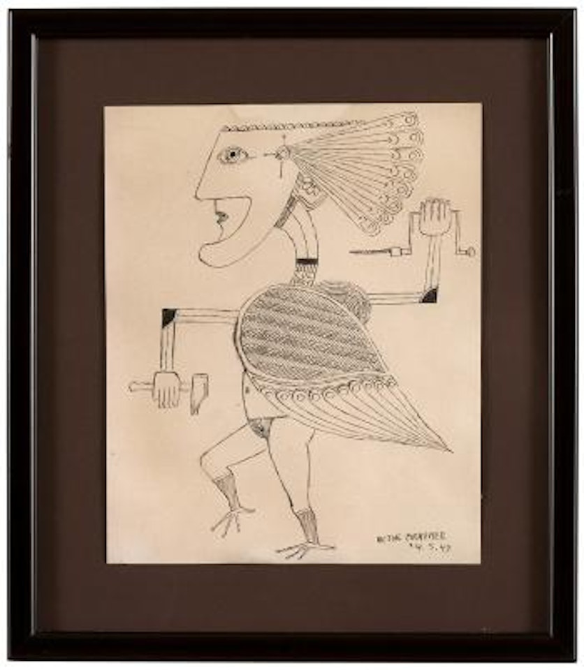 Winged figure with mallet and drill by Victor Brauner