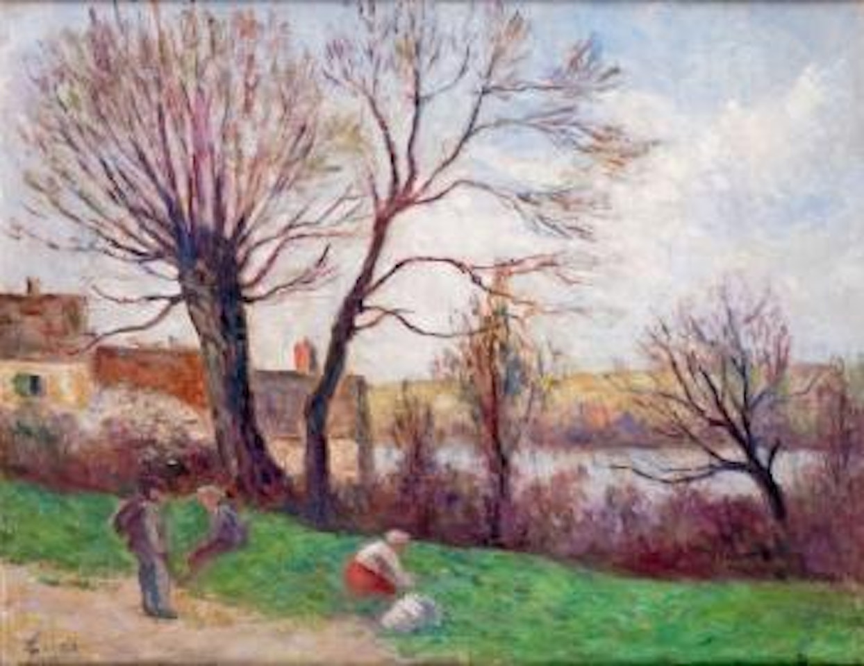 Personnages en bord de rivière by Maximilien Luce