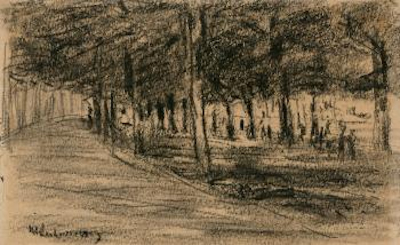 Allee mit Spaziergängern by Max Liebermann