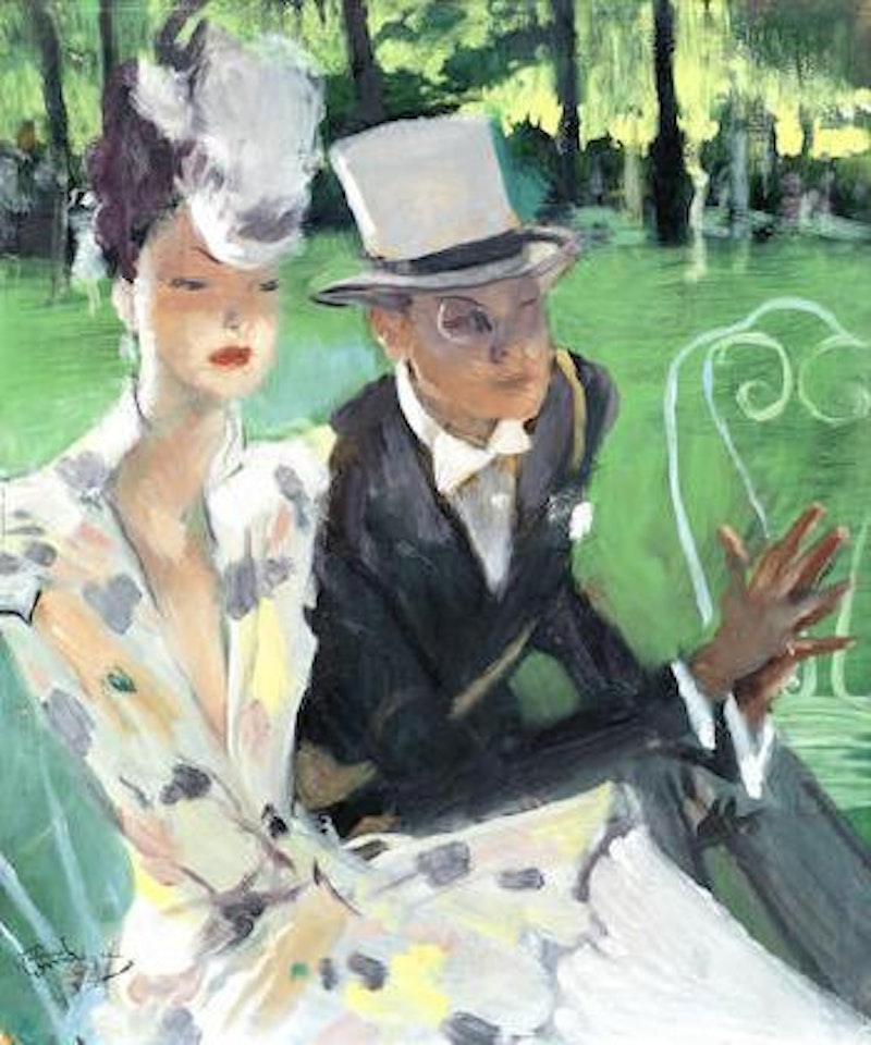 Couple D'élégants au parc by Jean Gabriel Domergue