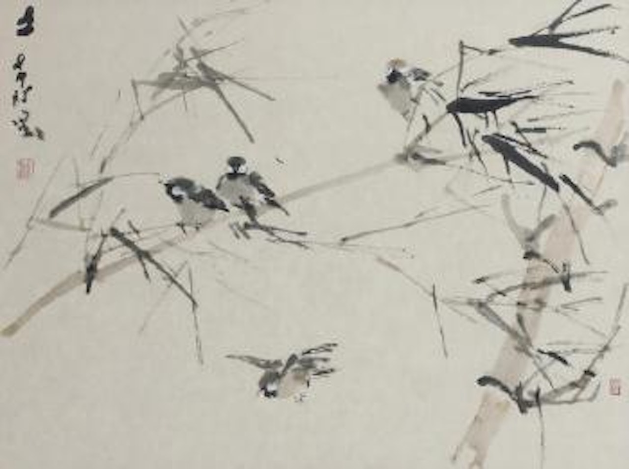 Song birds in bamboo by Chen Wen Hsi