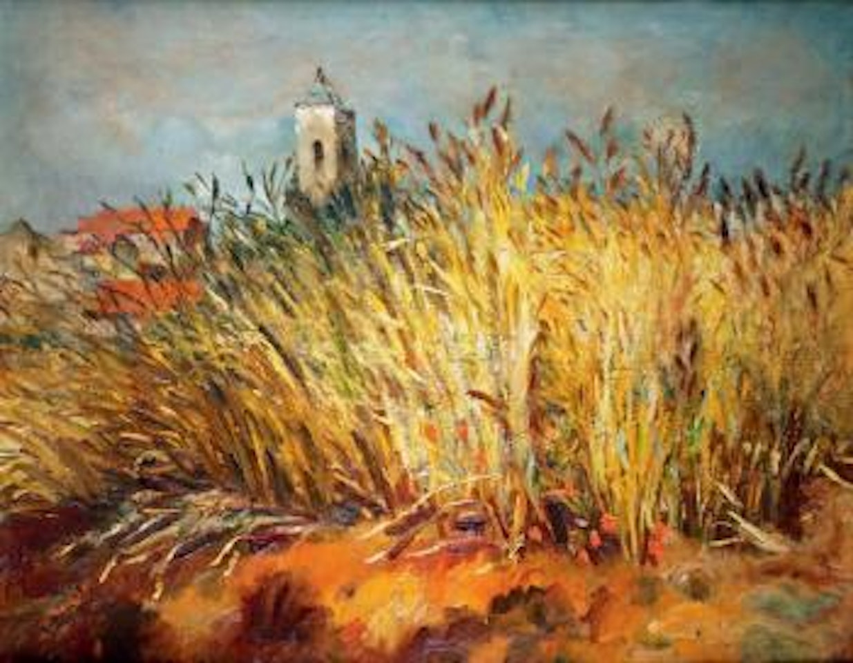 Blé et village de Provence by Marcel Dyf