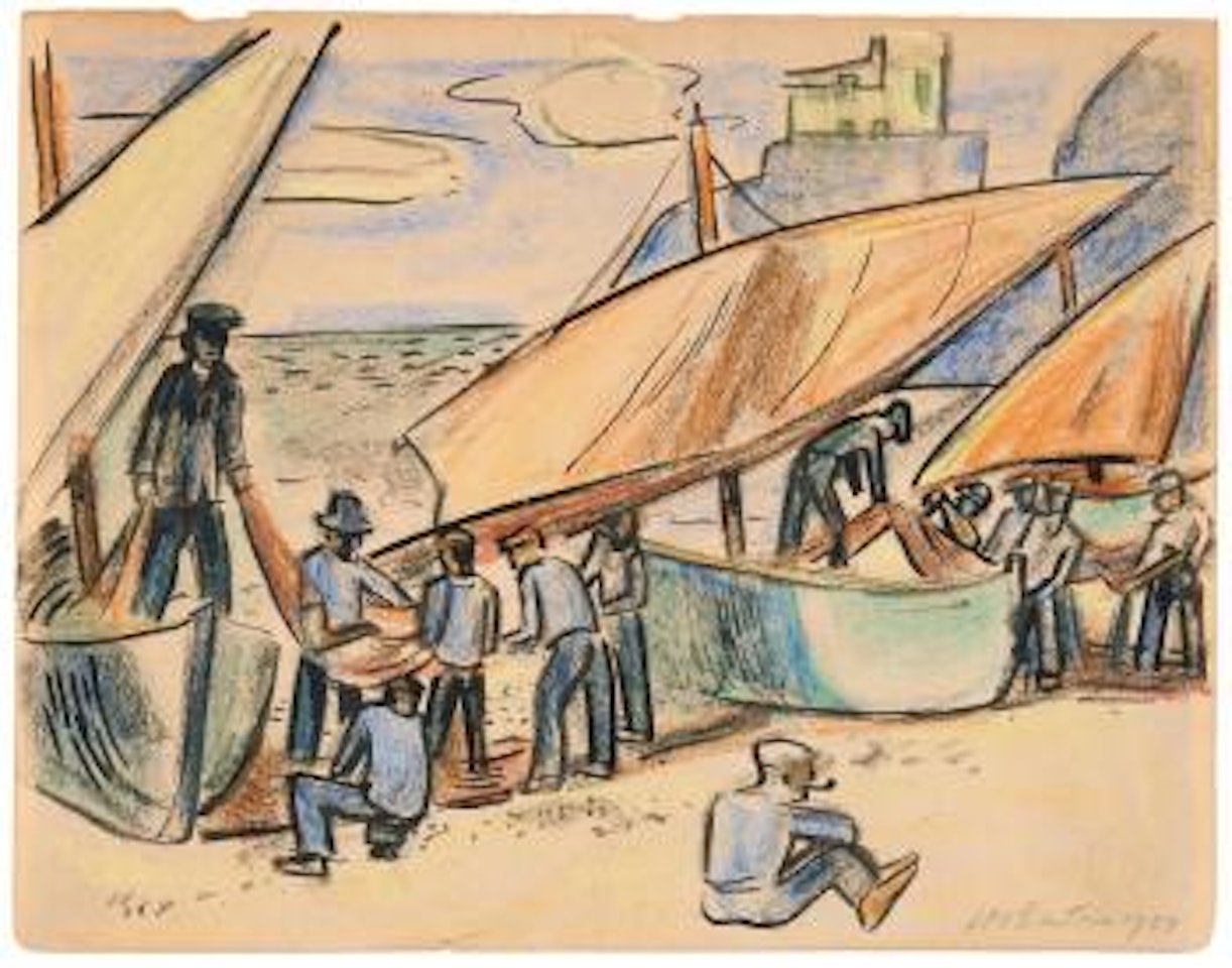 Unloading the Nets (Fishermen on the beach) by Max Pechstein