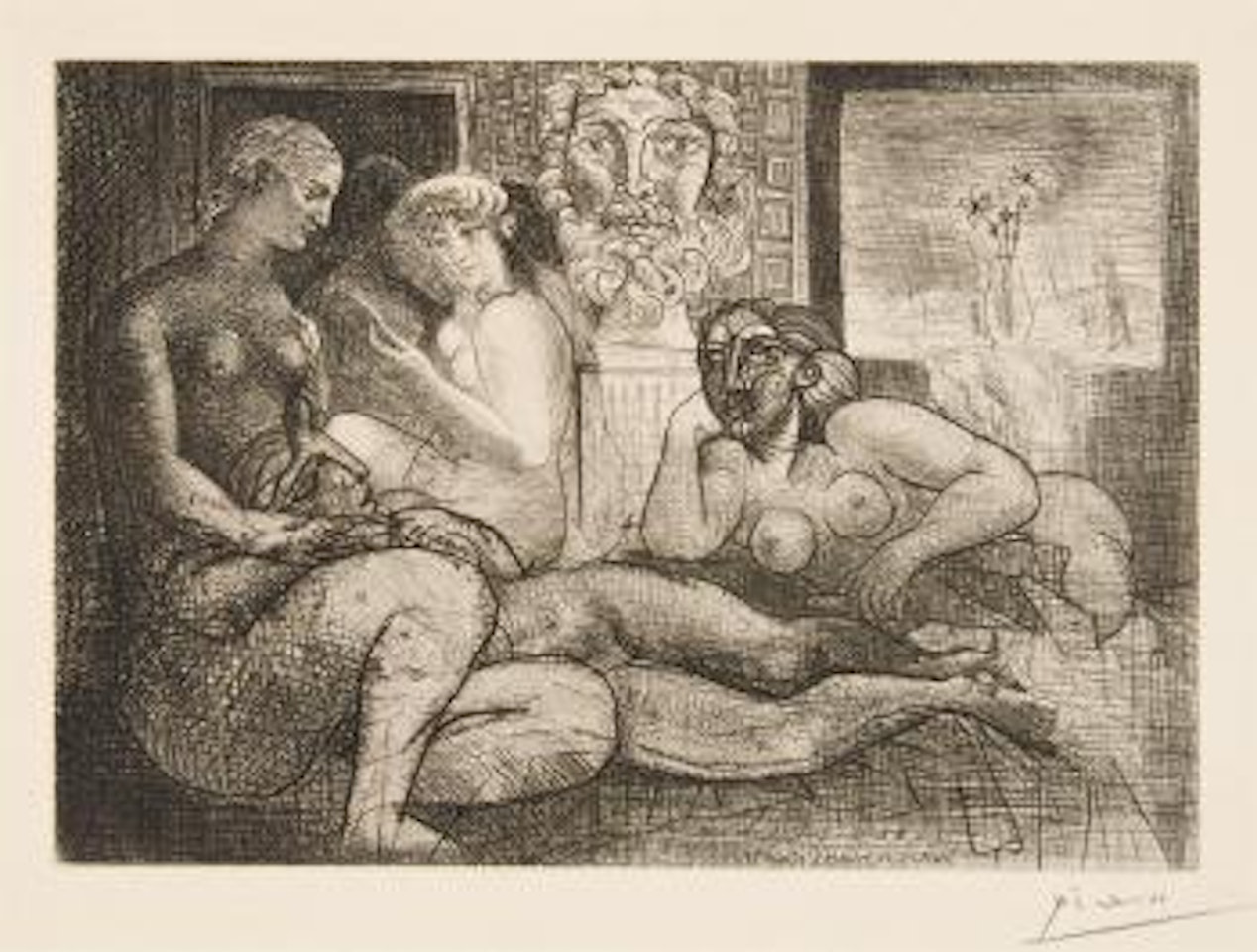 Femmes entre elles avec voyeur sculptÃ©. Clin d'oeil au bain turc by Pablo Picasso