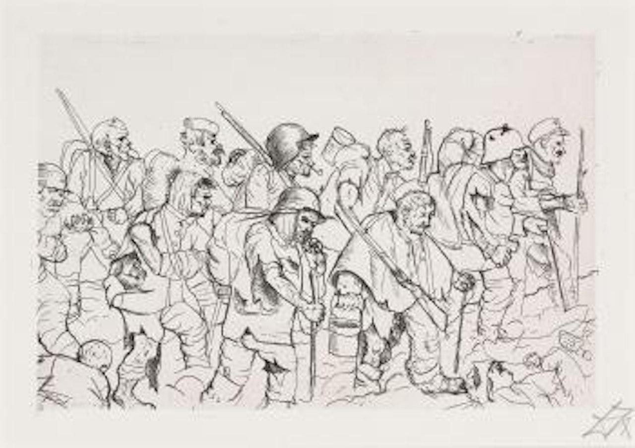 Abgekämpfte Truppe geht zurück (Sommeschlacht) by Otto Dix