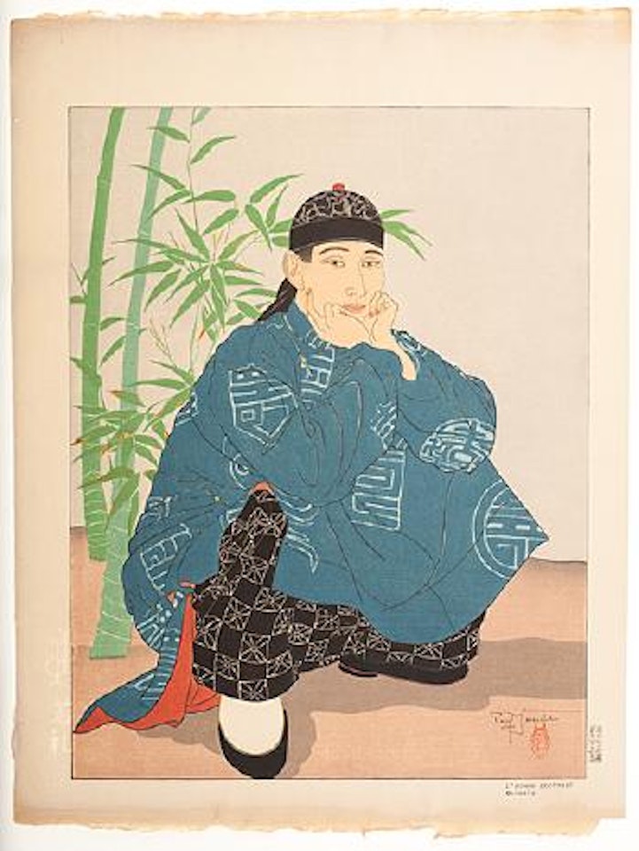 L'Homme Accroupi, Chinois by Paul Jacoulet