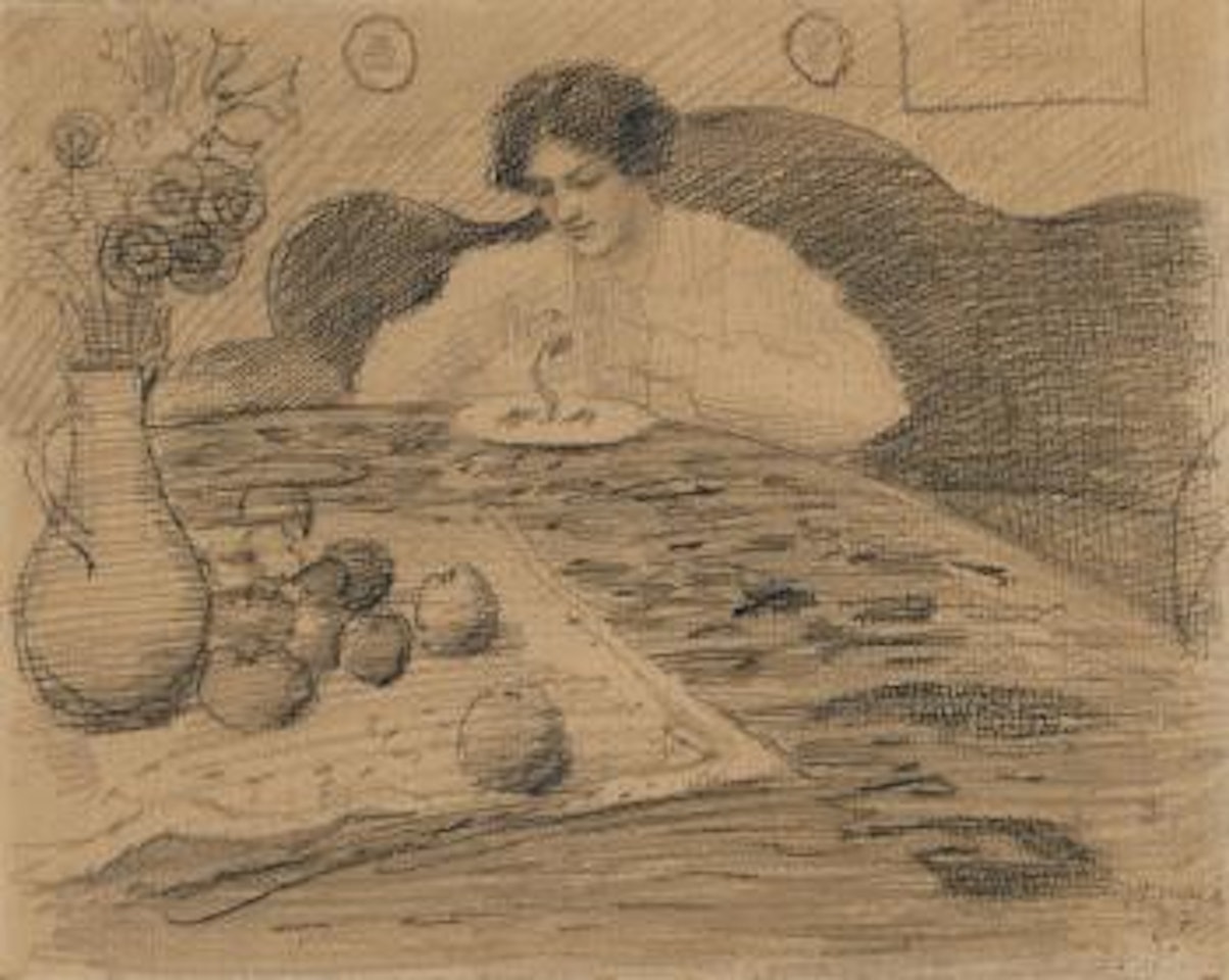 Elisabeth Gerhard Obst schälend by August Macke