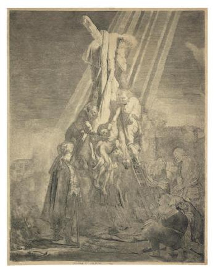 Descent from the Cross: The Second Plate (Bartsch 81; New Hollstein 119) by Attributed to Rembrandt Harmensz van Rijn