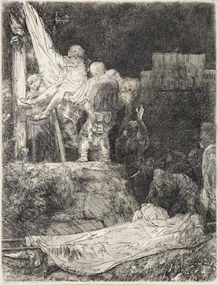 The Descent from the Cross by Torchlight (Bartsch 83; New Hollstein 286) by Attributed to Rembrandt Harmensz van Rijn