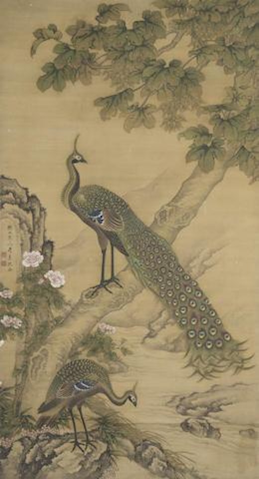 Peacocks under Tung Tree by Shen Quan