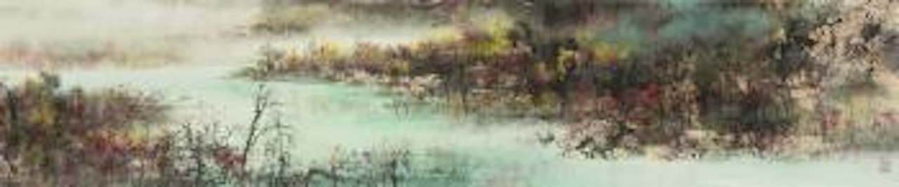 Autumn Landscape of Jiuzhaigou by He Baili