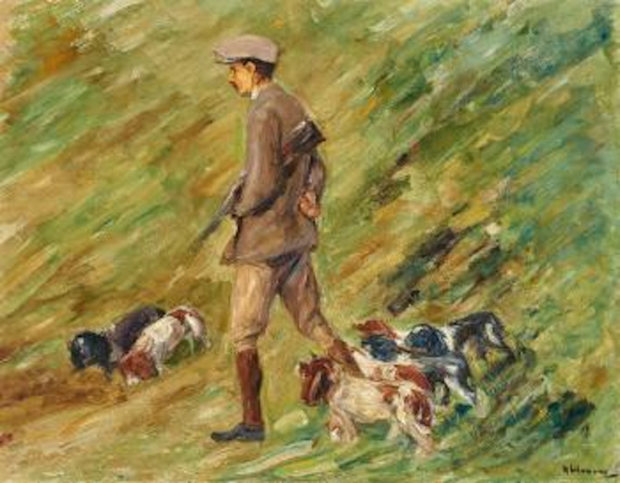 Jäger in den Dünen - Trainer mit Hunden by Max Liebermann