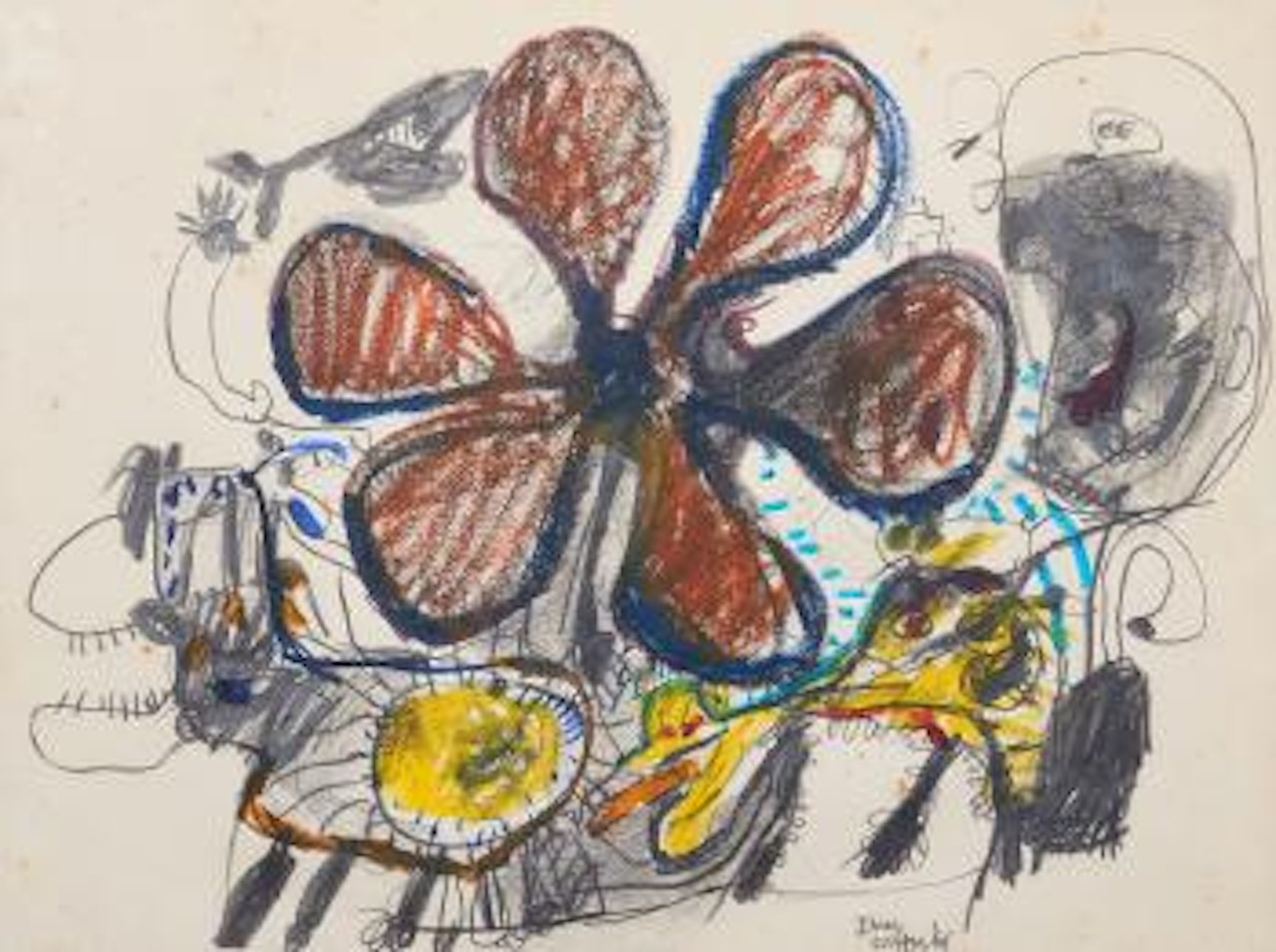 Flower and abstract by John Olsen