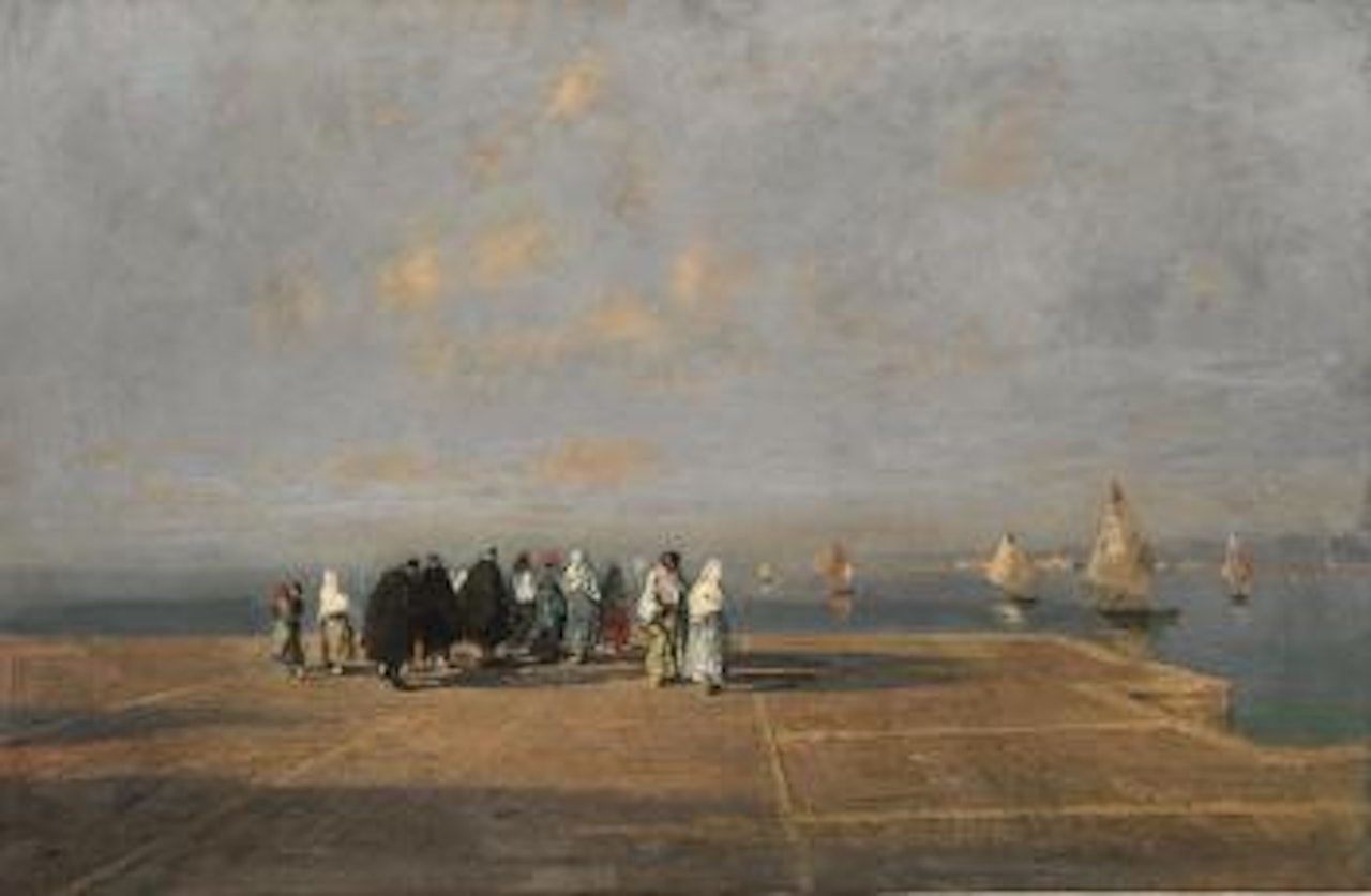 Chioggia o Marina con figure by Mose Bianchi