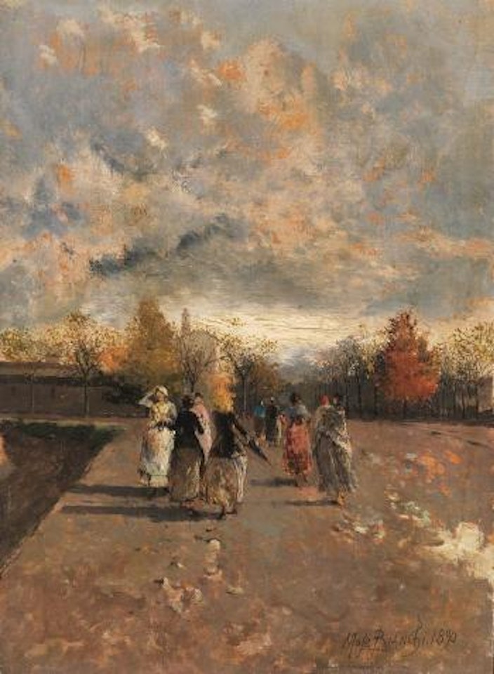 Sulla strada per la chiesa di Villasanta by Mose Bianchi