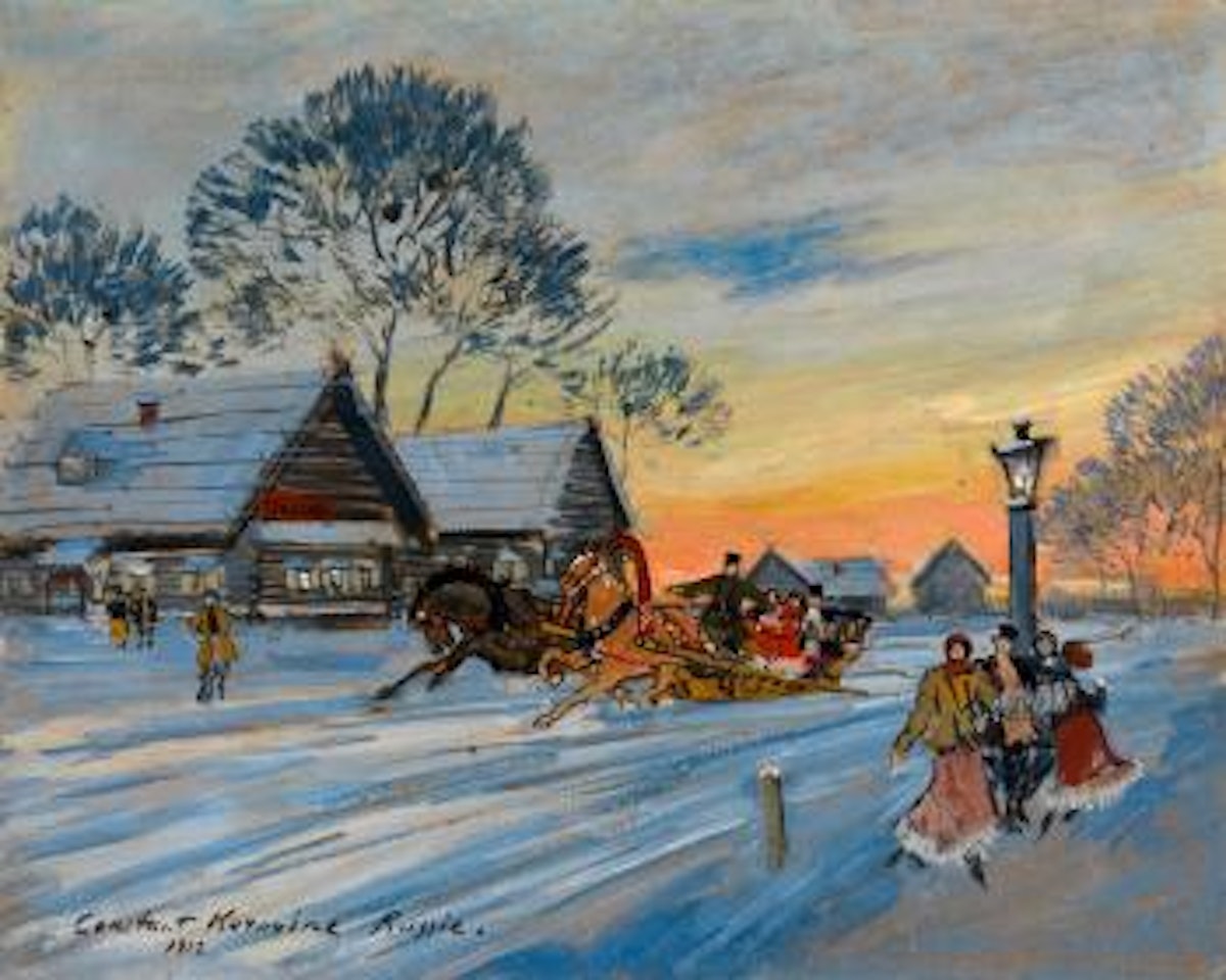 Ushakovo-Ostrovno Village in Tver Province by Konstantin Alekseevich Korovin