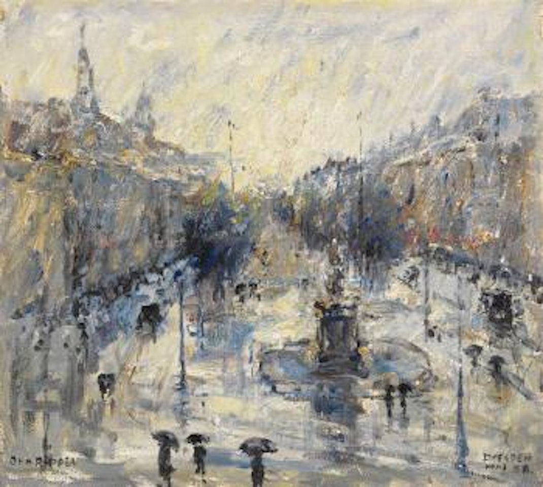 Strasse bei Regenwetter, Dresden by Otto Pippel
