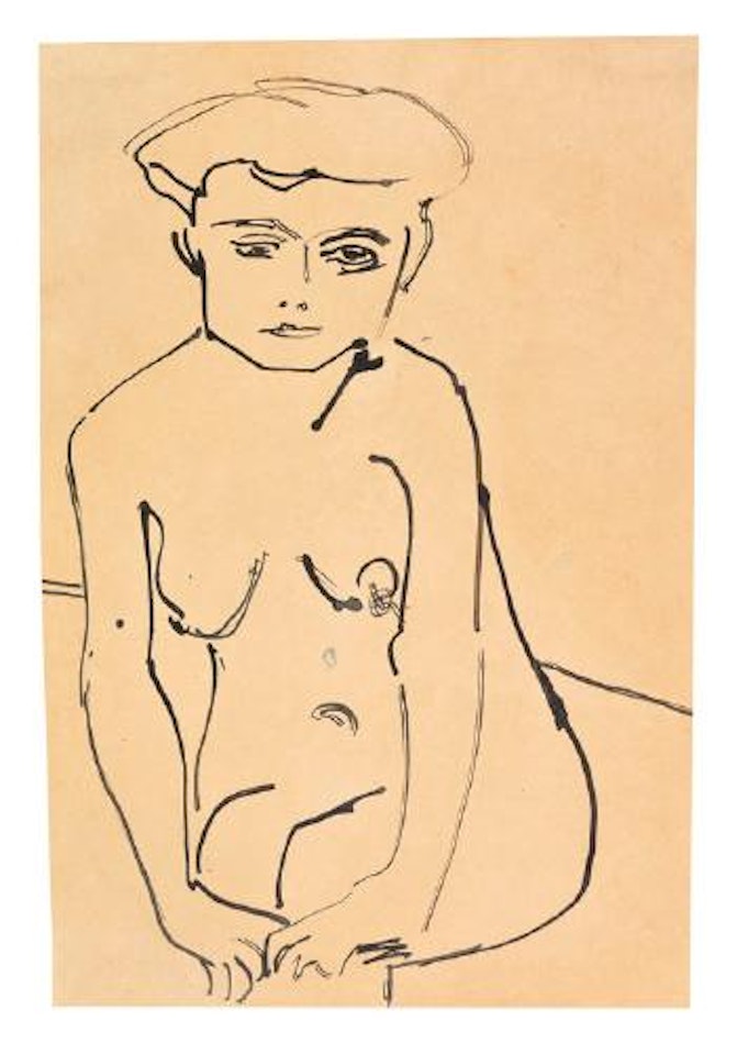 Sitzender weiblicher Akt by Ernst Ludwig Kirchner