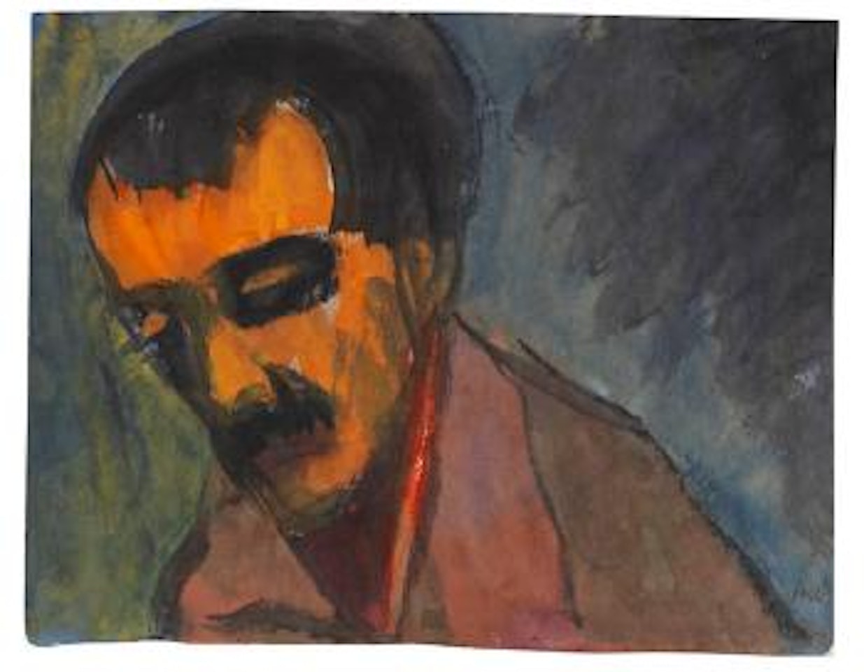 Bildnis eines dunkelhaarigen Mannes im Halbprofil nach links by Emil Nolde