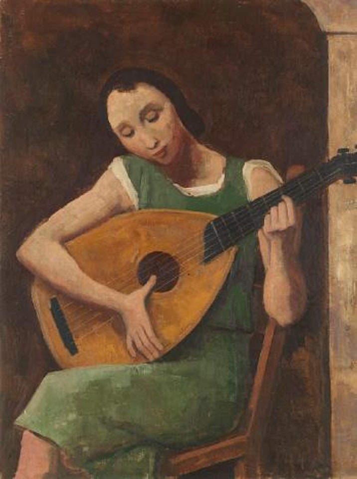 Mädchen mit Laute by Karl Hofer
