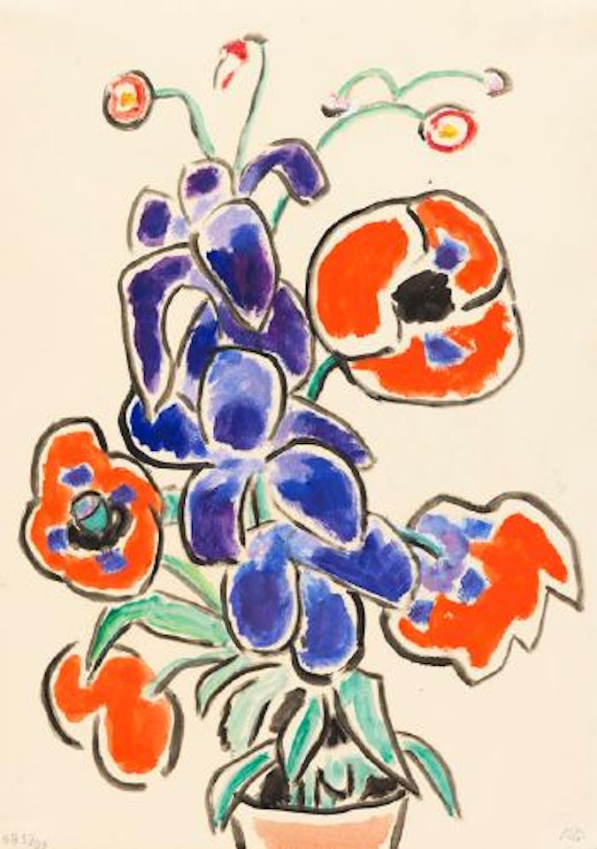Blumenstillleben mit Mohn und Lupinen by Gabriele Münter