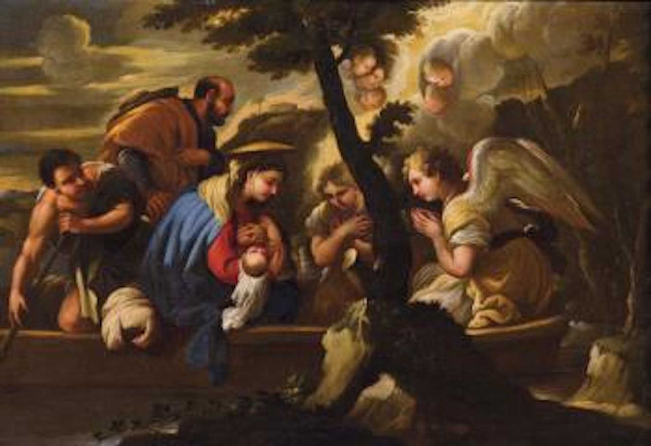 Sacra Famiglia che Fugge in Egitto su una Barca by Circle of Luca Giordano