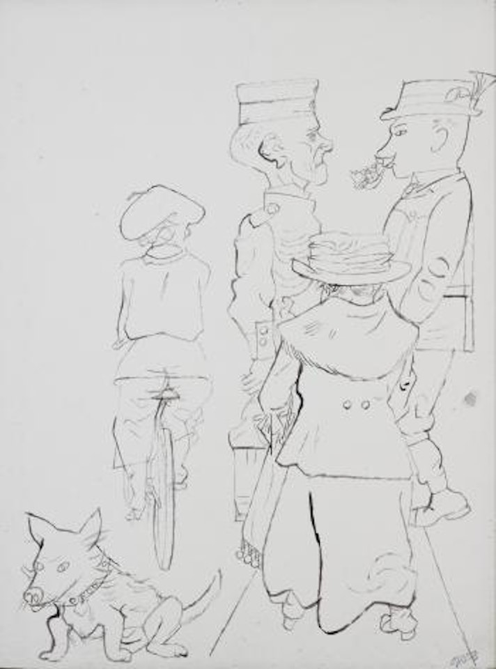 Strassenszene, Berlin (side A); Sitzendes Madchen (side B) by George Grosz