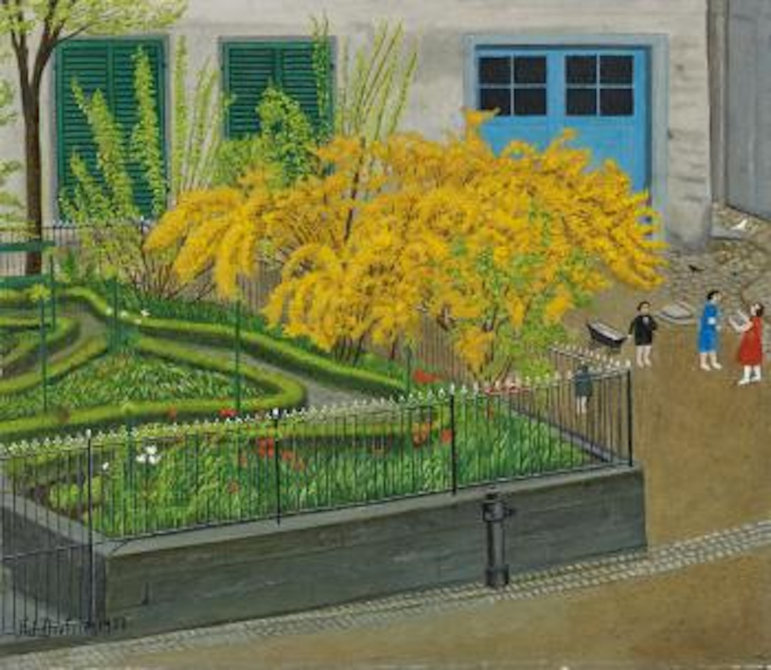 Gartenecke mit gelbem Busch by Adolf Dietrich