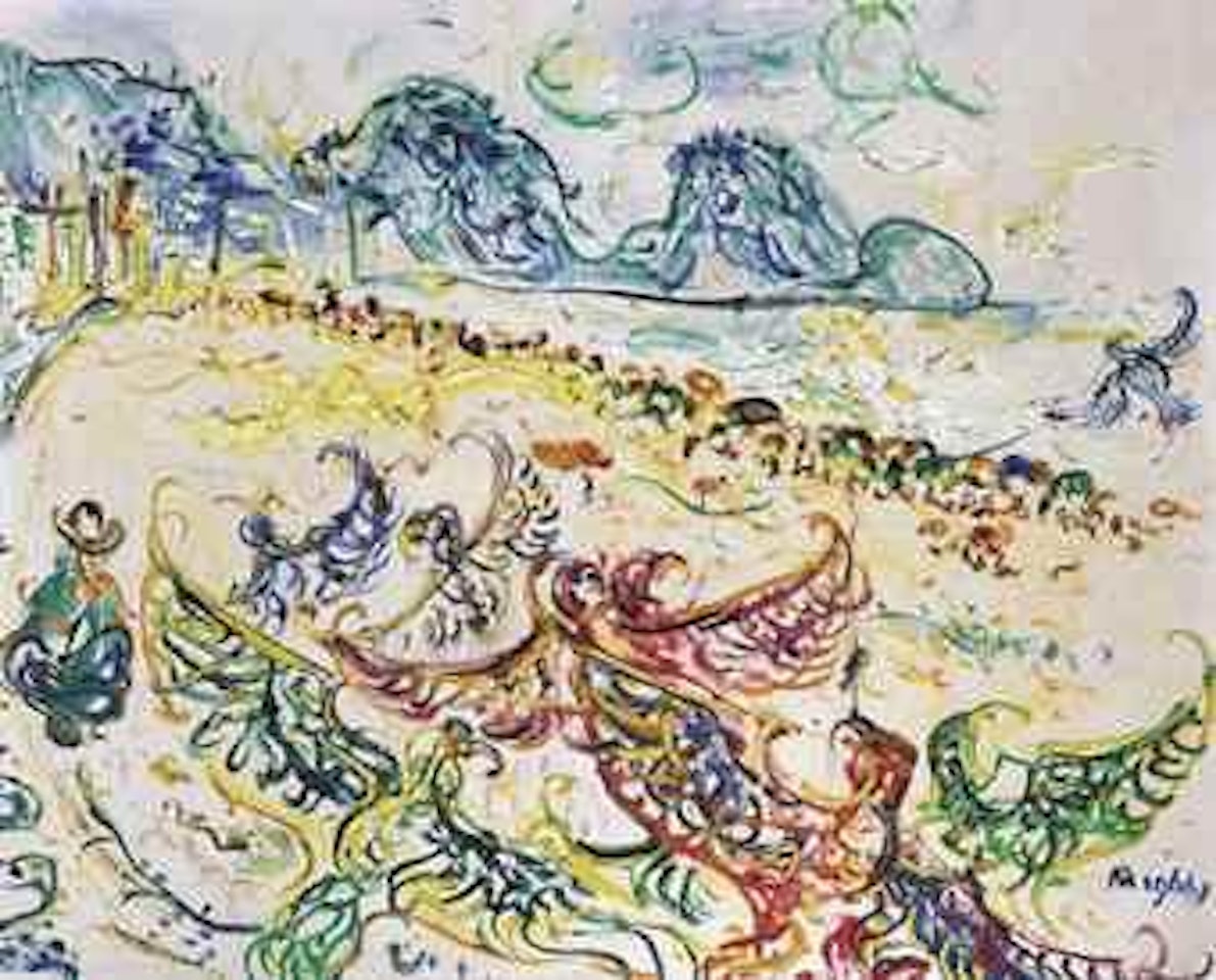 Vendedor de papagaios na praia de Copacabana (Kite seller at Copacabana beach) by Affandi