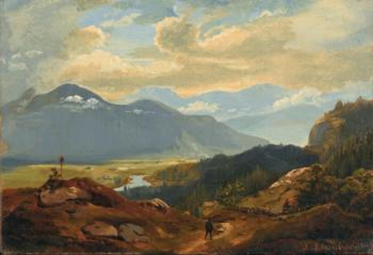 Alpine Valley with River by Oswald Achenbach