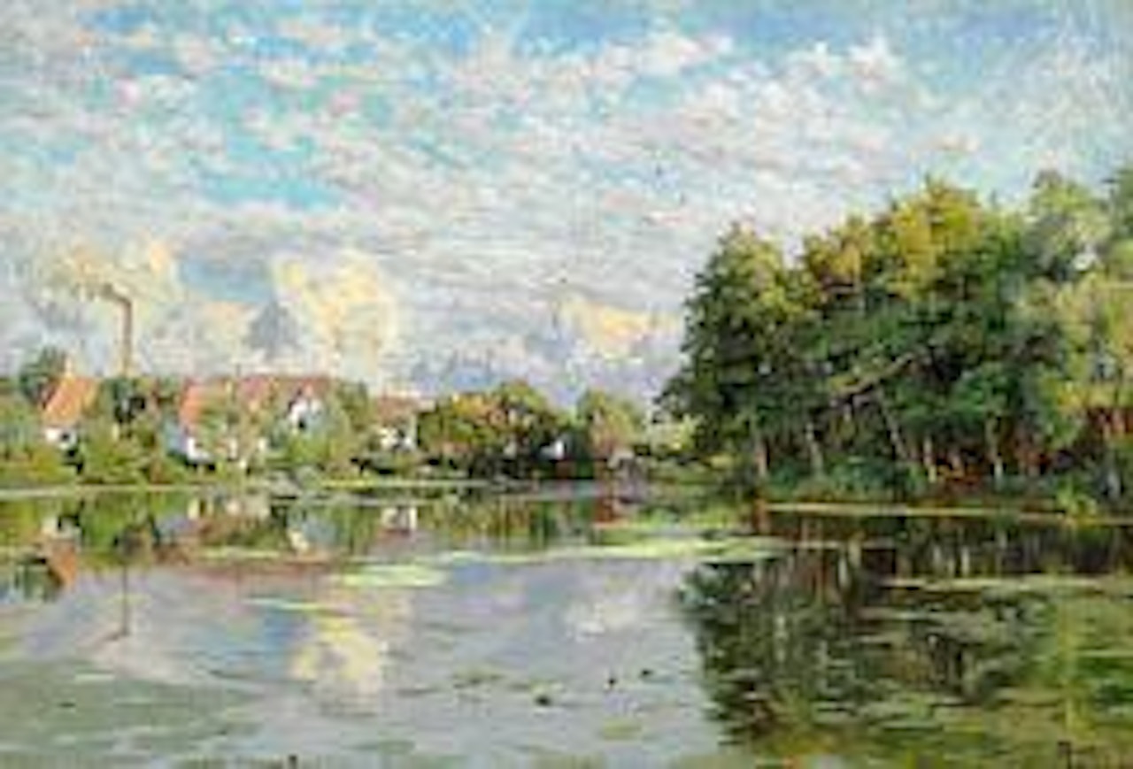 Summer day at the lake (Bondedammen) in Hellebæk by Peder Mork Monsted