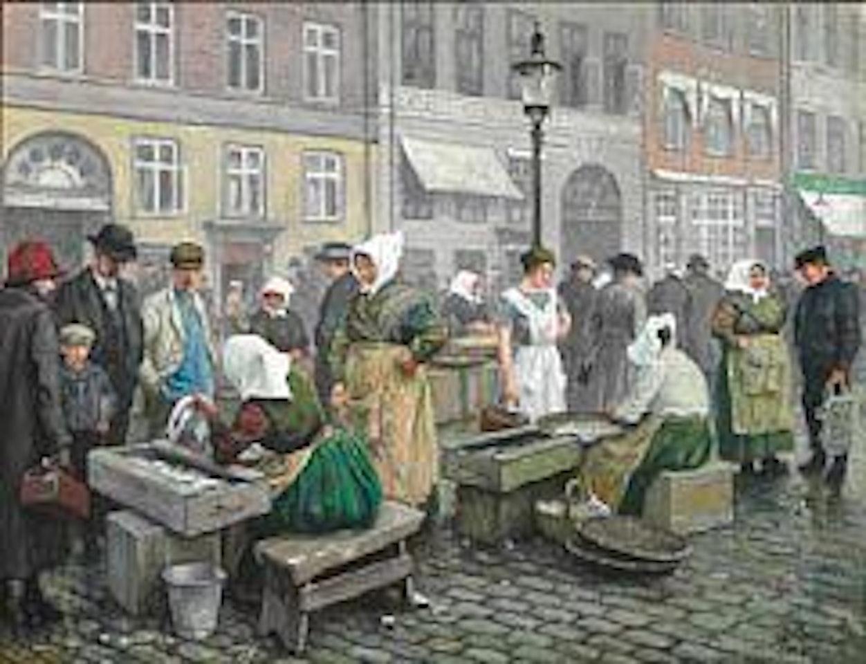 Fresh fish! Fishviwes selling fish at Gammel Strand in Copenhagen by Paul Fischer