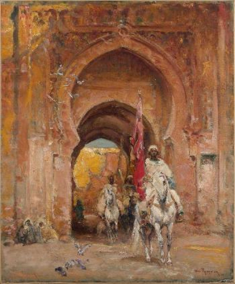 Cavaliers a la porte de Meknes by Henri Émilien Rousseau