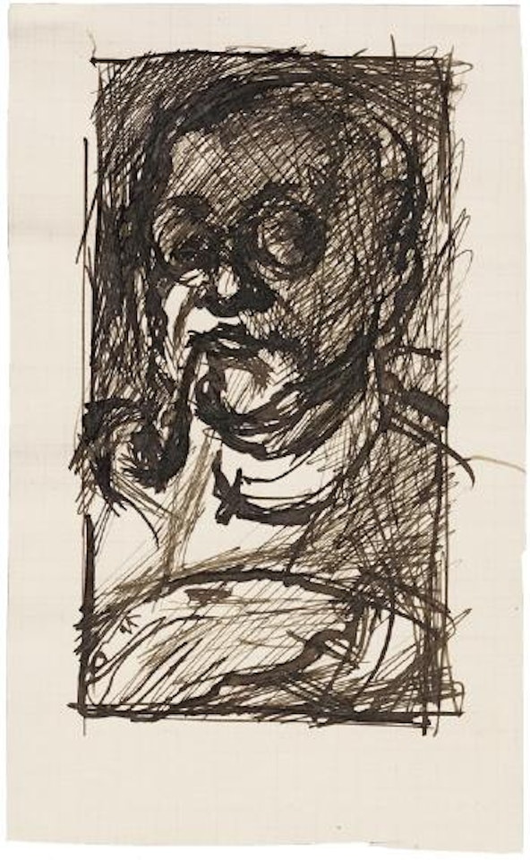 Selbstbildnis mit Pfeife by George Grosz