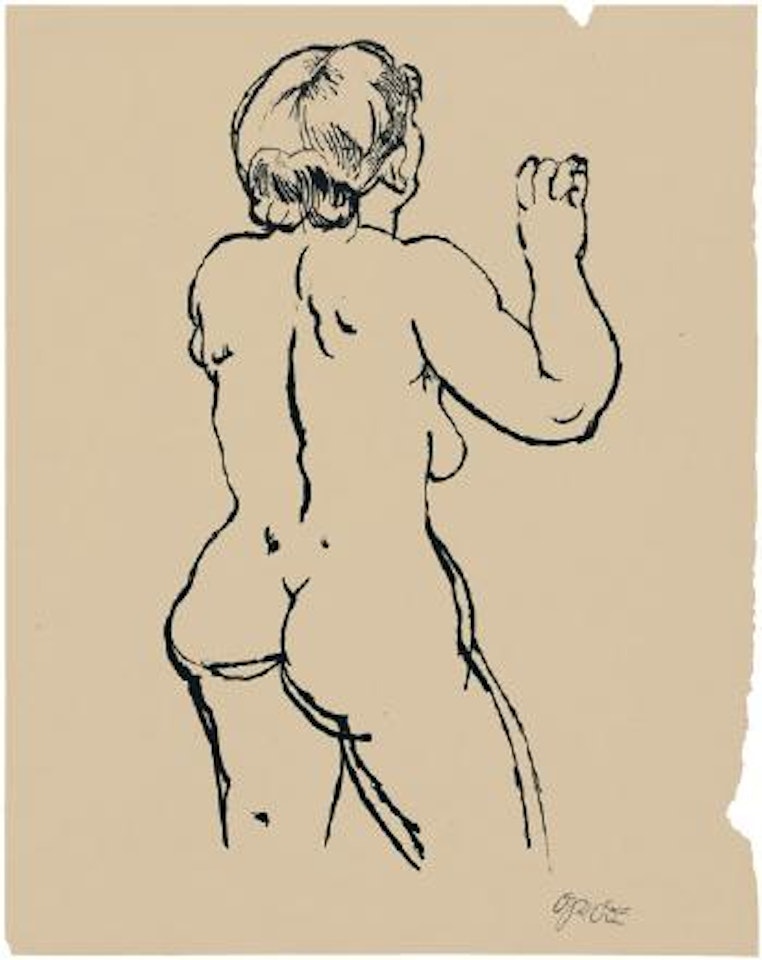 Stehender weiblicher Rückenakt by George Grosz