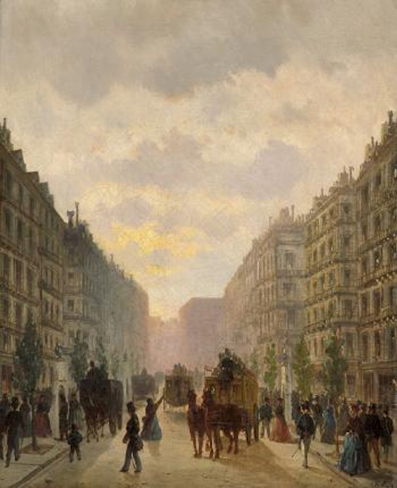 Pariser Boulevard mit Pferdedroschken by French School