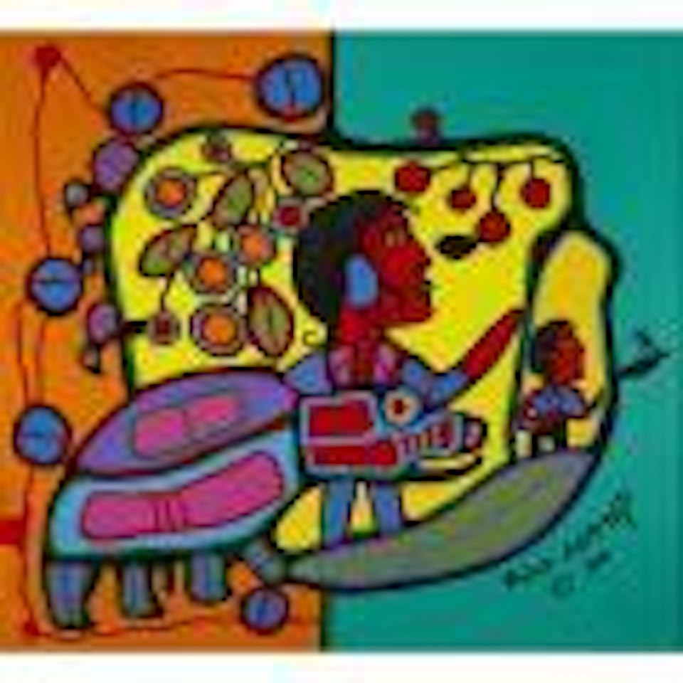 Norval as Shaman taking soul through protel (Sic) by Norval Morrisseau