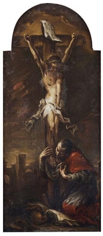 Le Christ en croix avec Saint Charles Borromée by Alessandro Magnasco
