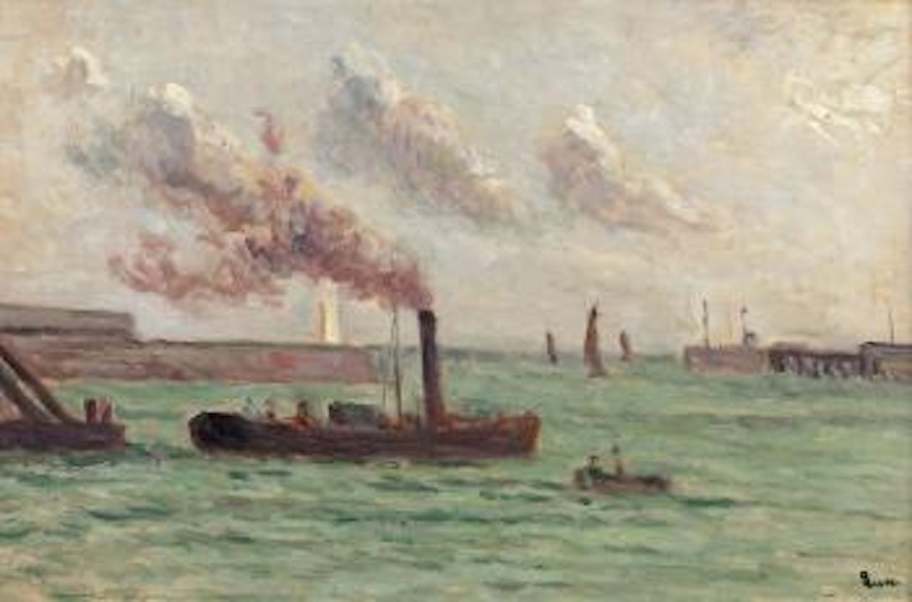 Le Tréport, le remorquage de la drague by Maximilien Luce